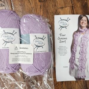 NEW Annie's Hook & Needle Knit/Crochet Pattern & Yarn Kit 4-Seasons Scarf